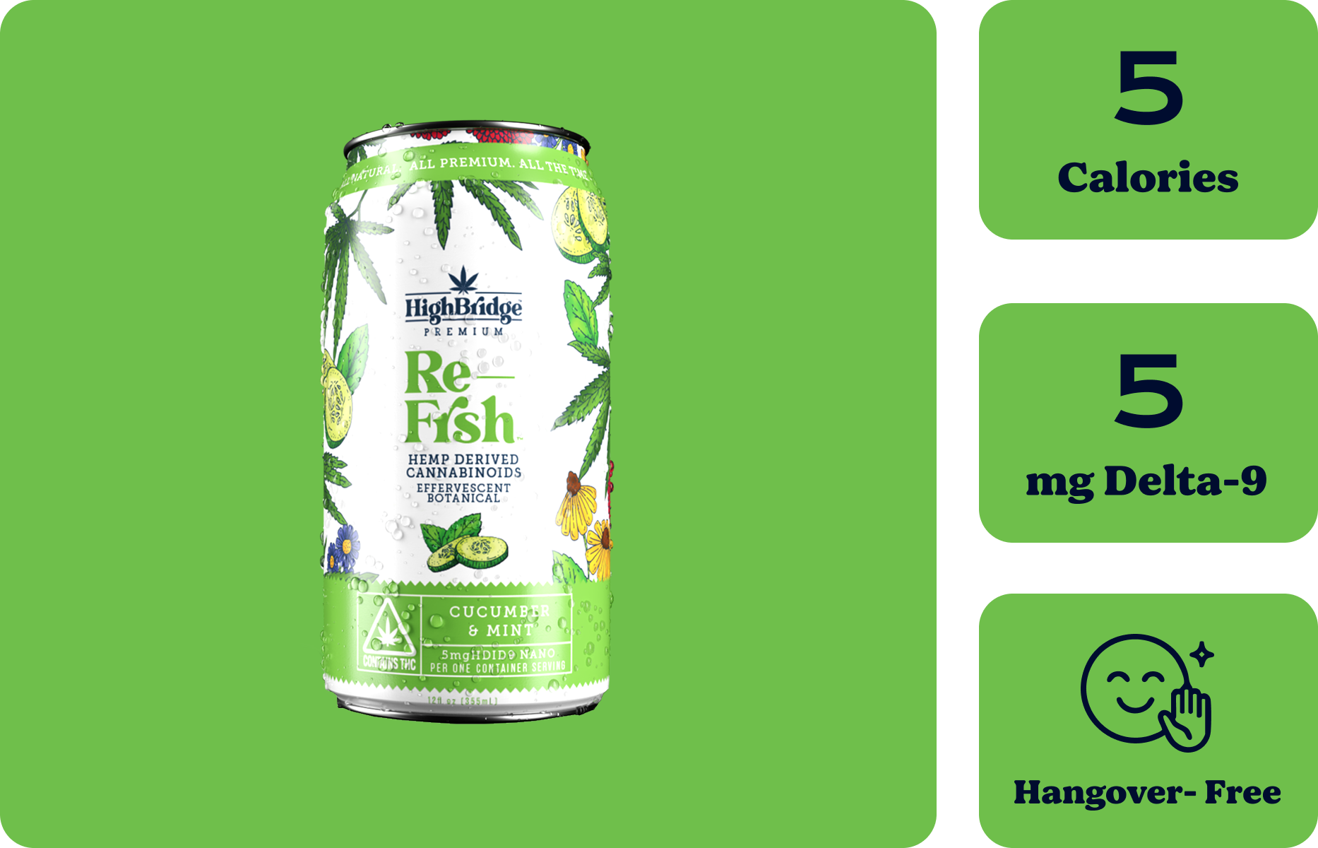 Cucumber + Mint Botanical Re-Frsh™ THC-Infused Seltzer